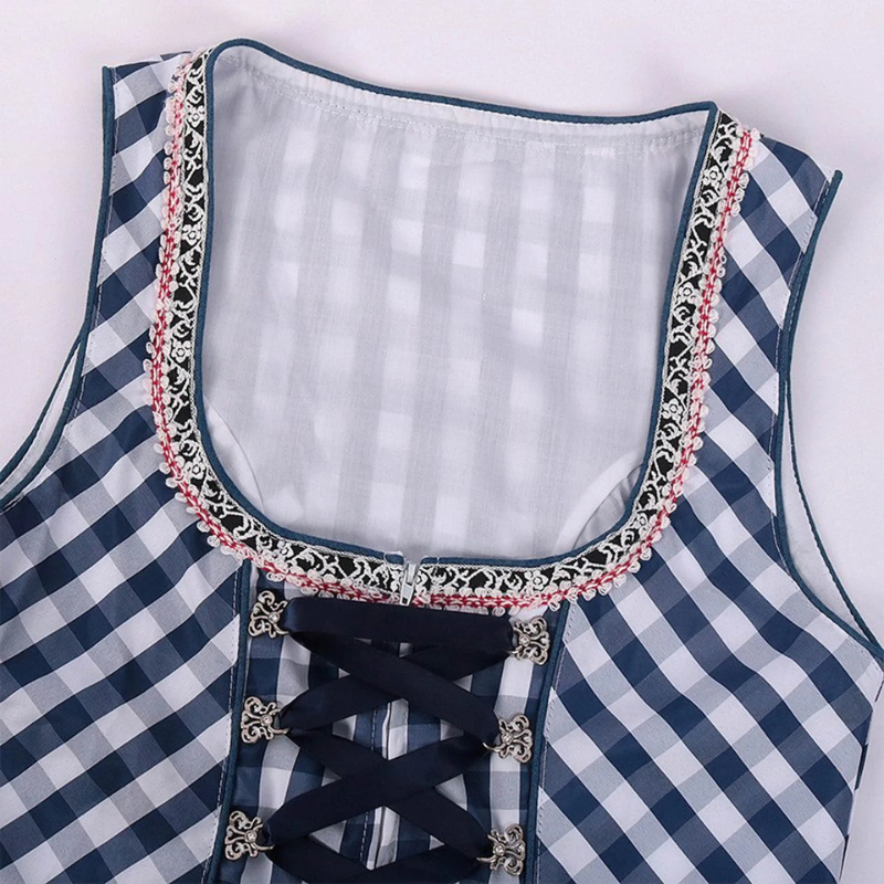 Klassisches Blaues Oktoberfest-Dirndlkleid Für Damen