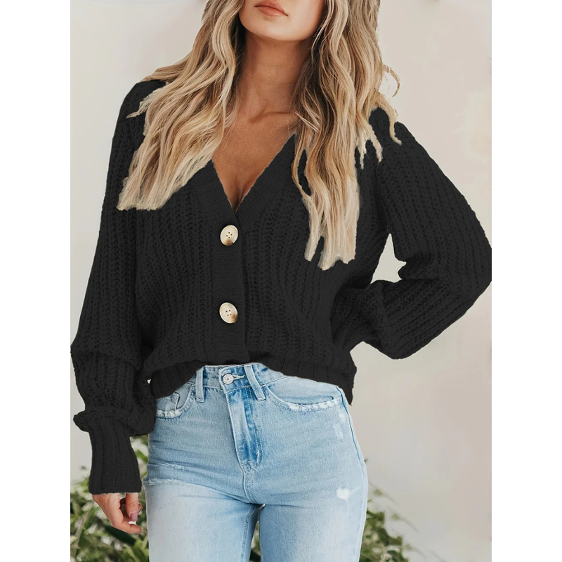 Damen Winter Strickjacke Mit Langen Ärmeln | V-Ausschnitt