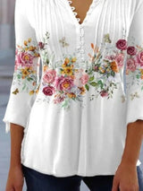 Blumenbluse Mit V-ausschnitt Für Frauen | Elegant