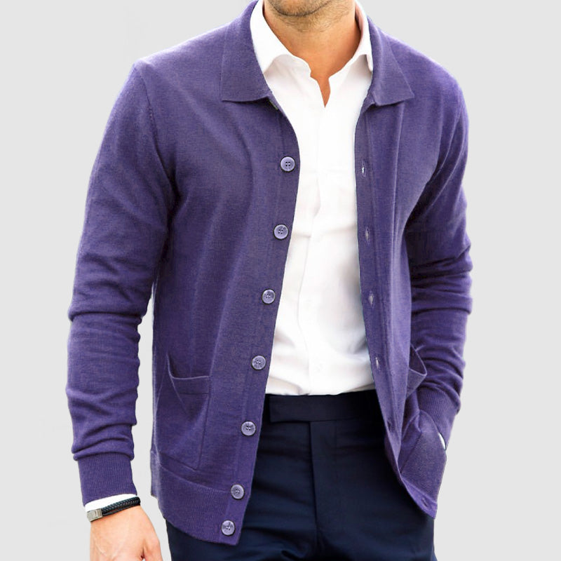 Herren Winter Strickjacke Mit Kragen | Mit Tasche