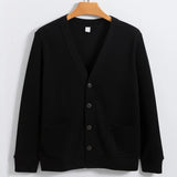Herren Winter-Cardigan Mit Knopfleiste Und V-Ausschnitt | Mit Tasche