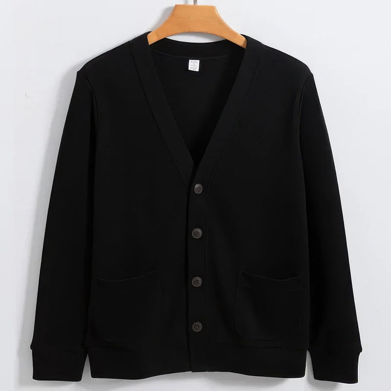 Herren Winter-Cardigan Mit Knopfleiste Und V-Ausschnitt | Mit Tasche