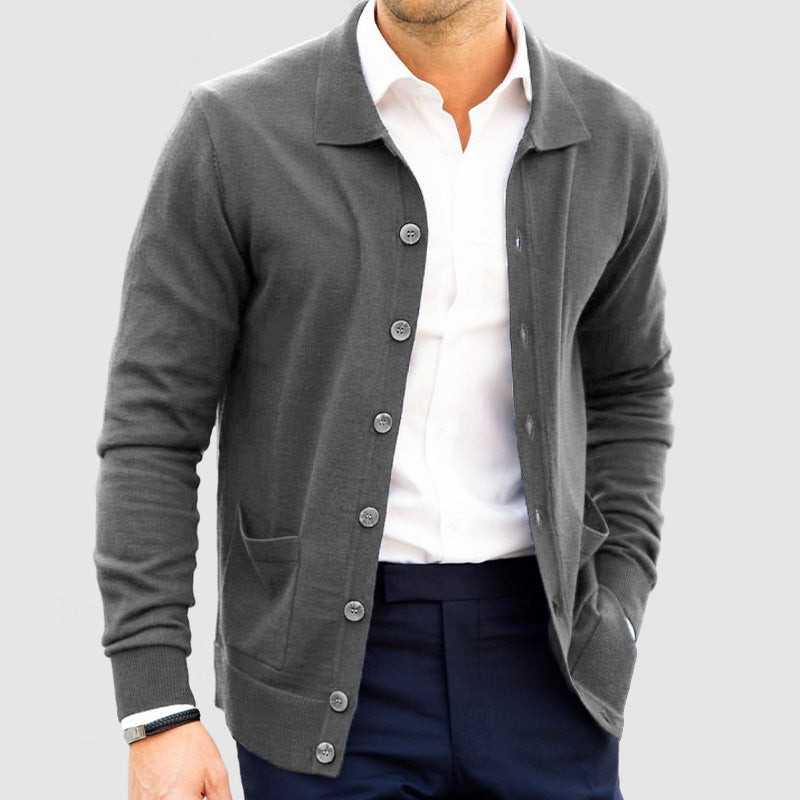 Herren Winter Strickjacke Mit Kragen | Mit Tasche