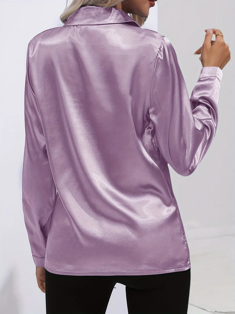 Elegantes Glänzendes Hemd Für Frauen | Langarm