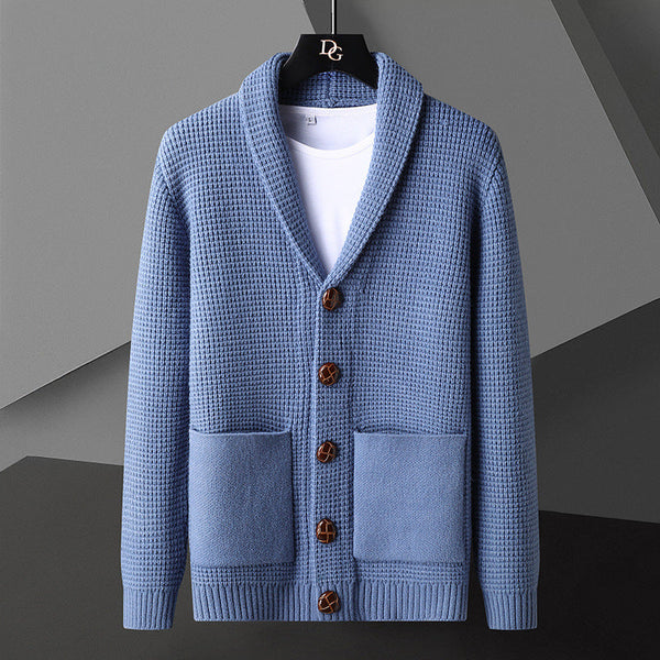 Stilvolle Strickjacke Mit Reverskragen Und Knopfleiste Für Herren | Winter