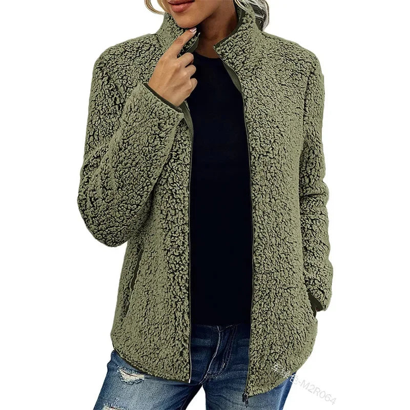 Lara - Teddy Fleece Damen Strickjacke