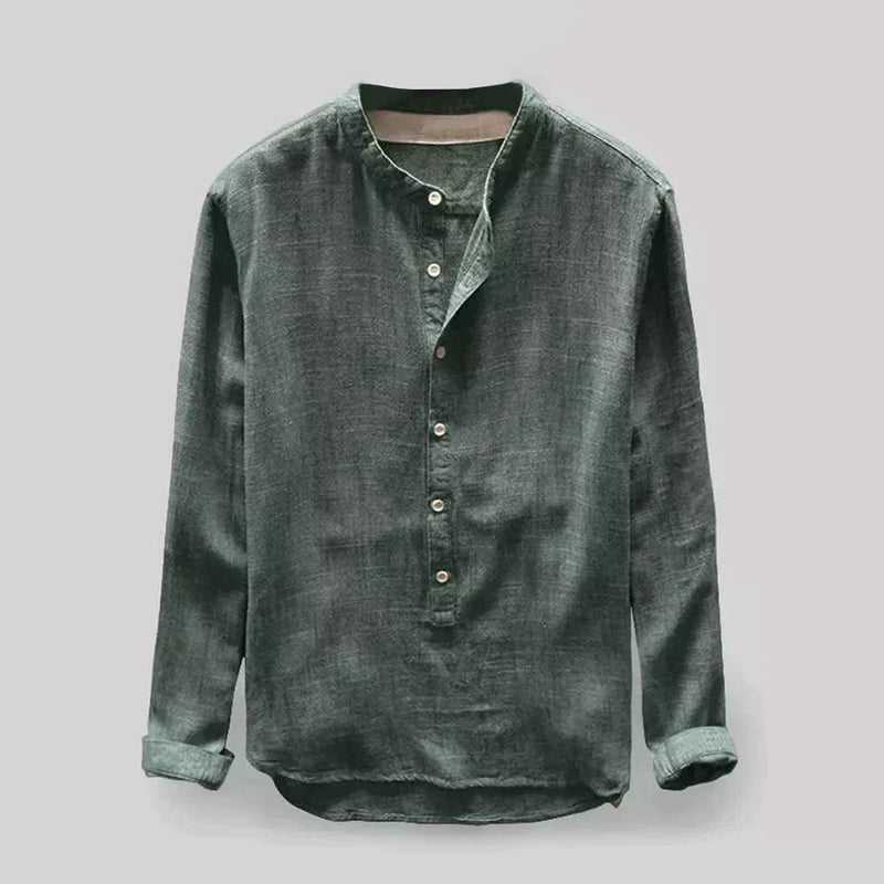 Einfaches Henley-Kragenhemd Für Herren | Langarm