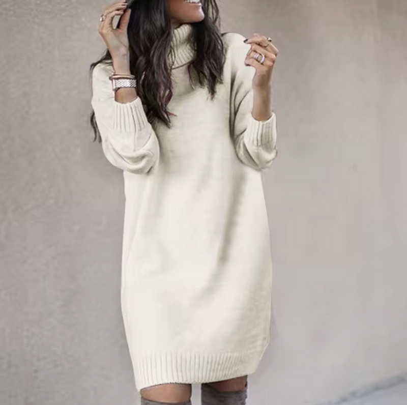 Pulloverkleid Mit Hohem Kragen Für Damen | Herbst