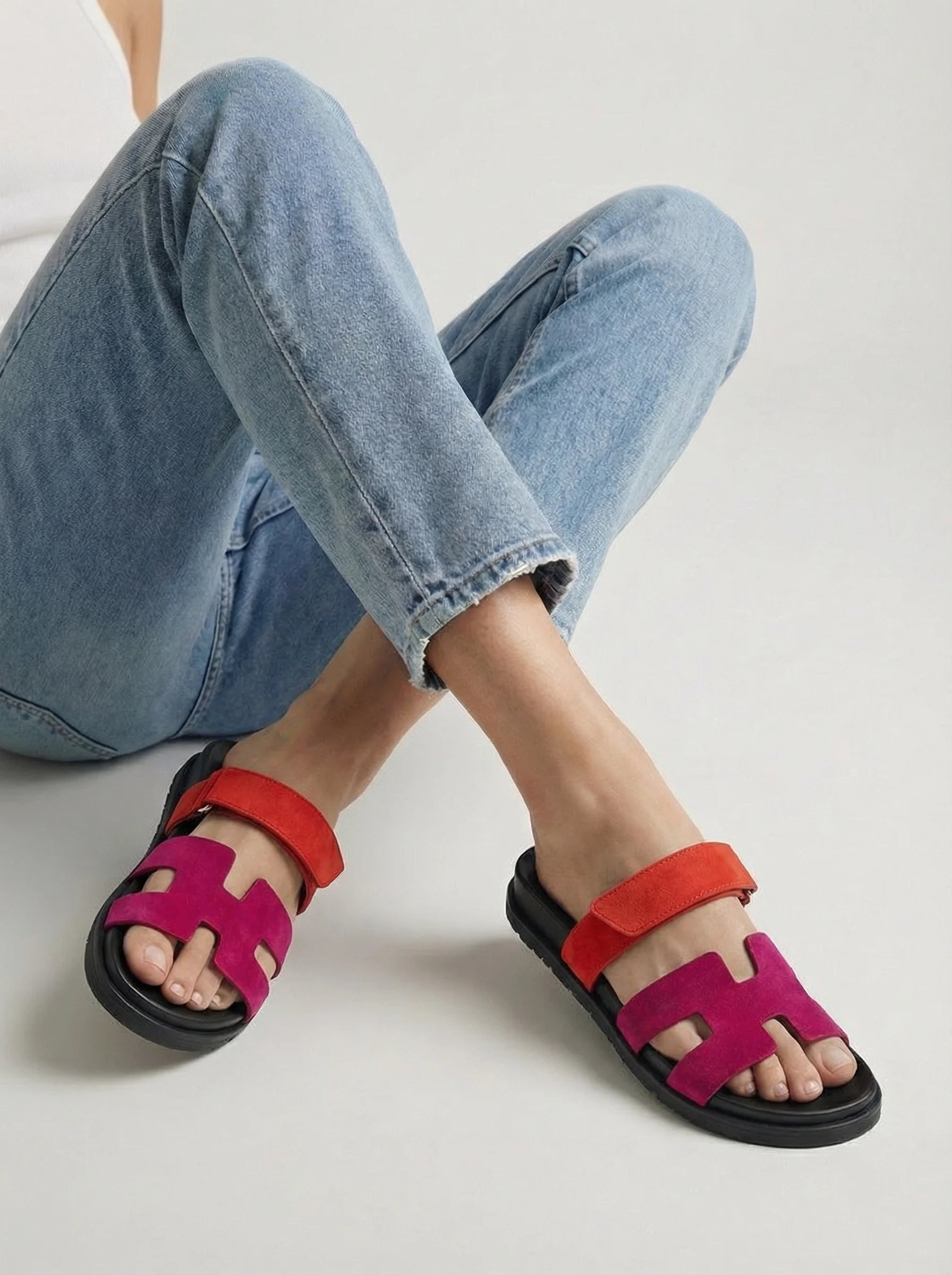 Sandalen Damen | Flacher Riemen Aufbau