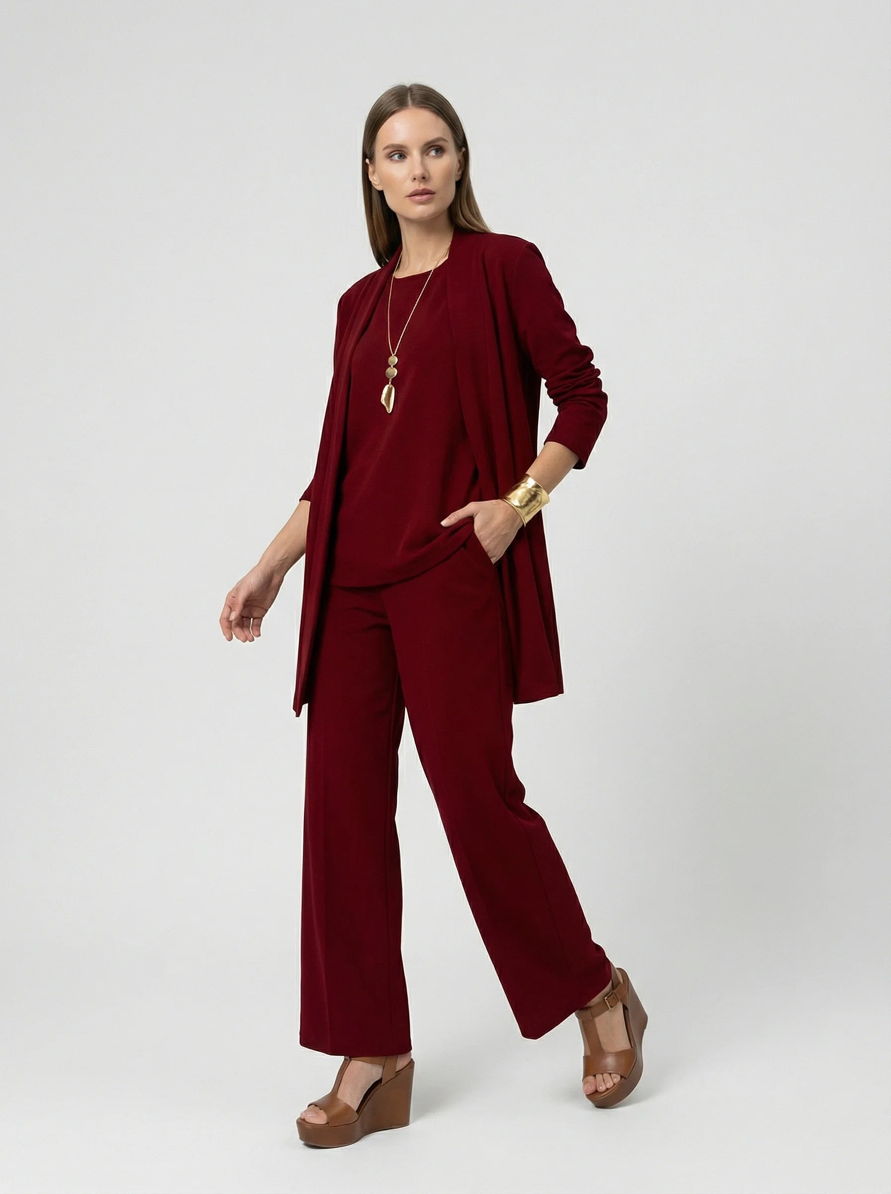 Hosenanzug Damen | Dreiteiliger Set Mit Fließender Linienführung