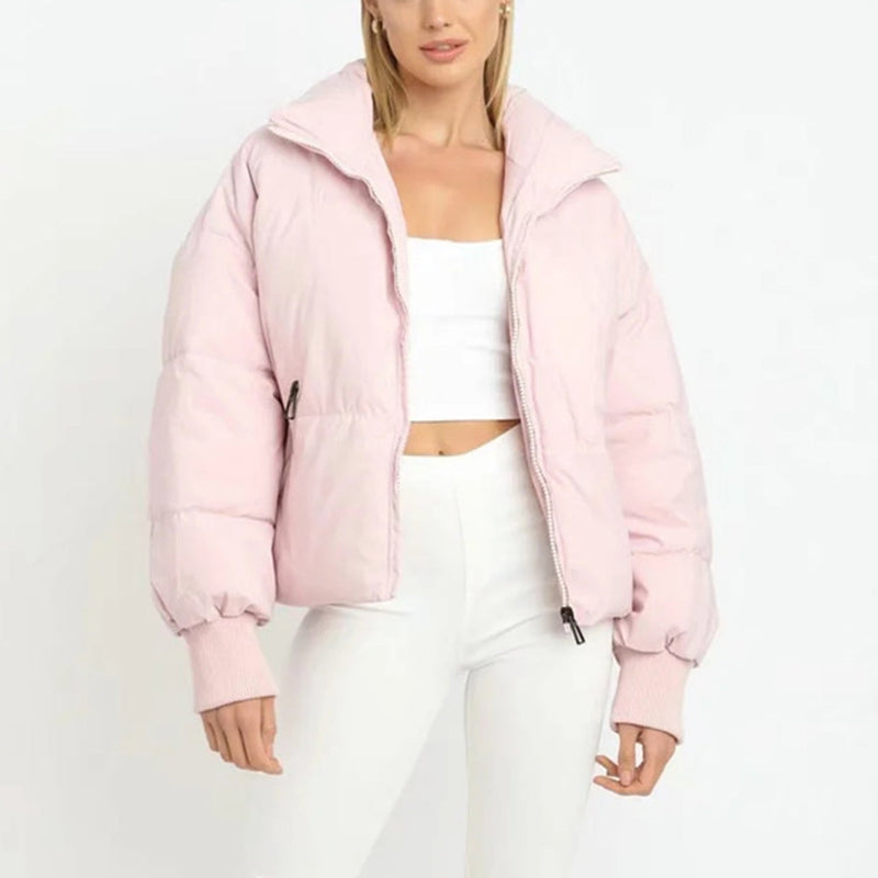 Damen Kurze Pufferjacke Mit Reißverschluss | Reißverschluss