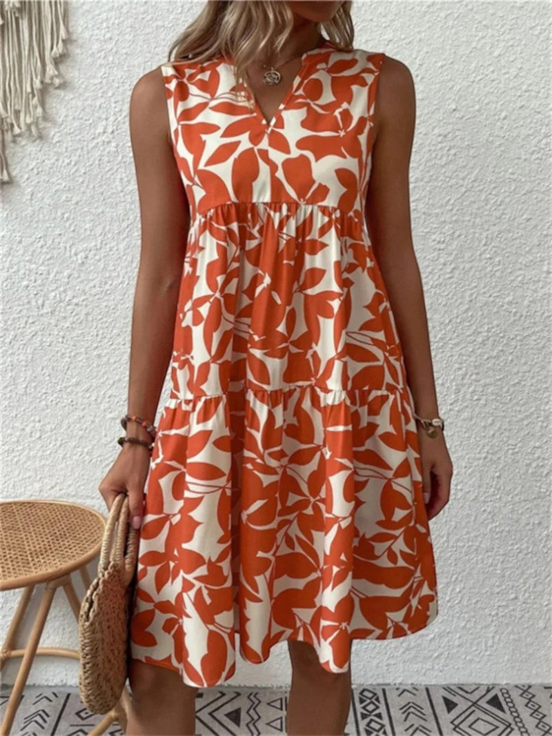 Sommerkleid Mit Blattmuster Für Frauen | Mini