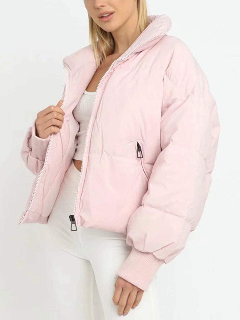 Damen Kurze Pufferjacke Mit Reißverschluss | Reißverschluss