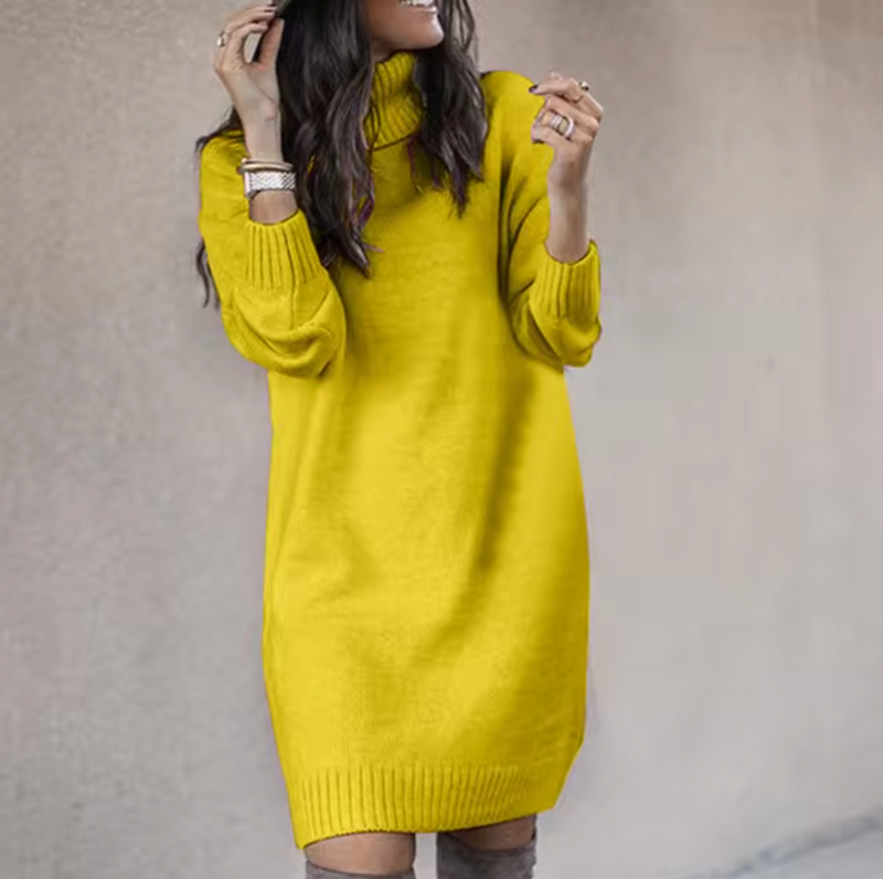 Pulloverkleid Mit Hohem Kragen Für Damen | Herbst