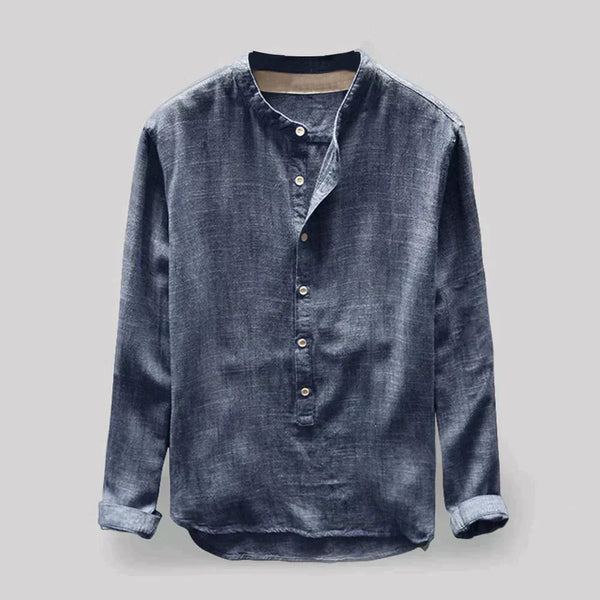 Einfaches Henley-Kragenhemd Für Herren | Langarm