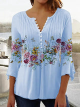 Blumenbluse Mit V-ausschnitt Für Frauen | Elegant