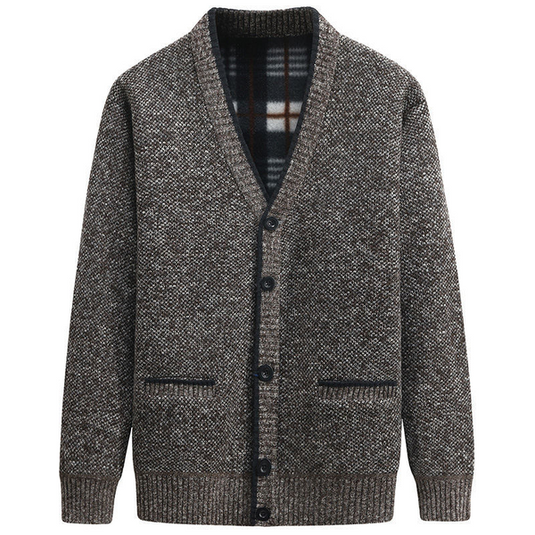 Lässiger Herren-Cardigan Mit V-Ausschnitt Und Knöpfen | Lange Ärmel