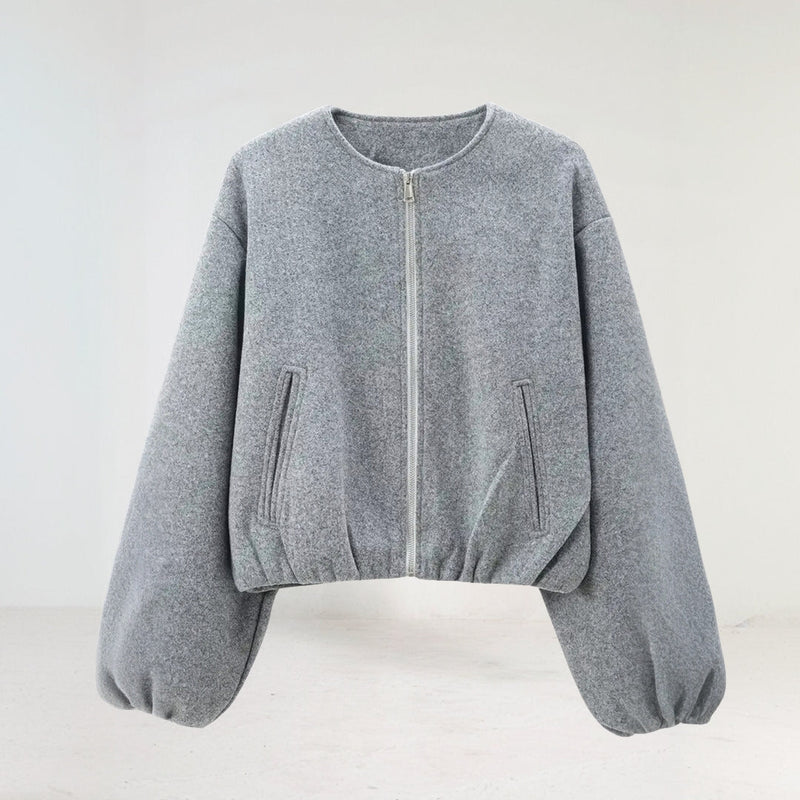Kurze Damenjacke Mit Rundhalsausschnitt | Lässig