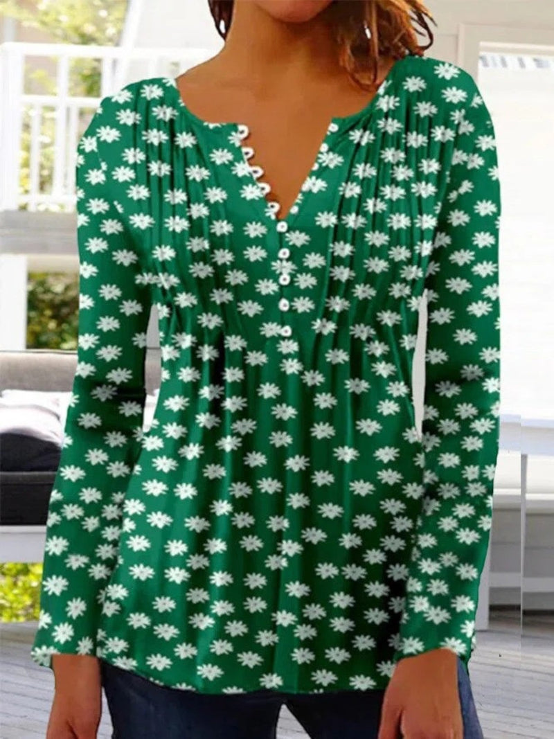 Blumenbluse Mit V-ausschnitt Für Frauen | Elegant