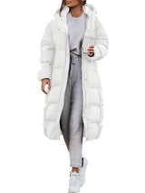 Lange Pufferjacke Mit Kapuze Für Damen | Warm