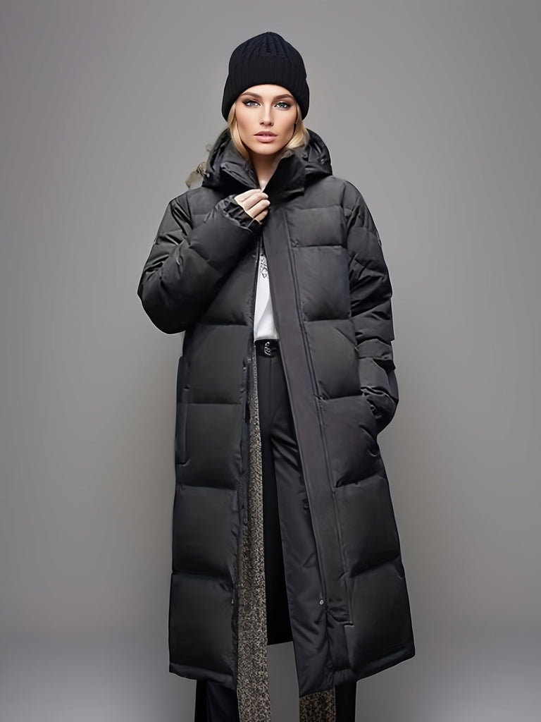 Lange Pufferjacke Mit Kapuze Für Damen | Winter
