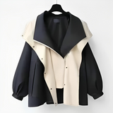 Stilvoller Kurzer Trenchcoat Für Frauen | Drapierter Kragen