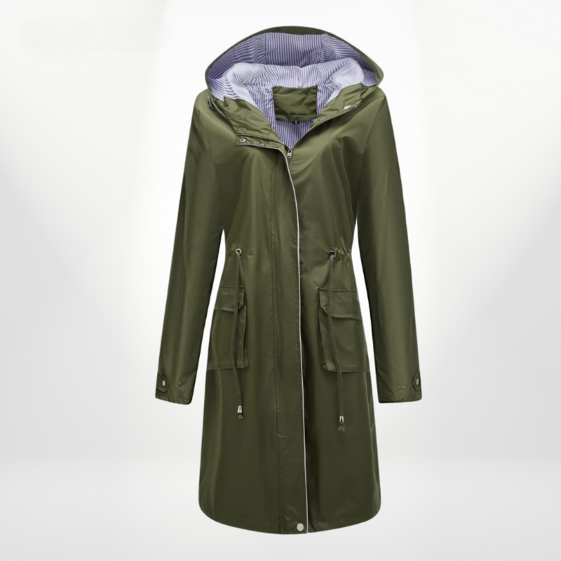Regenjacke Mit Kapuze Für Damen | Gestreiftes Futter