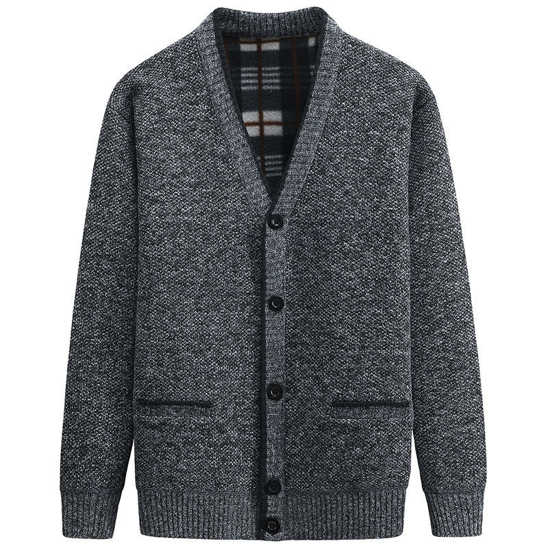 Lässiger Herren-Cardigan Mit V-Ausschnitt Und Knöpfen | Lange Ärmel