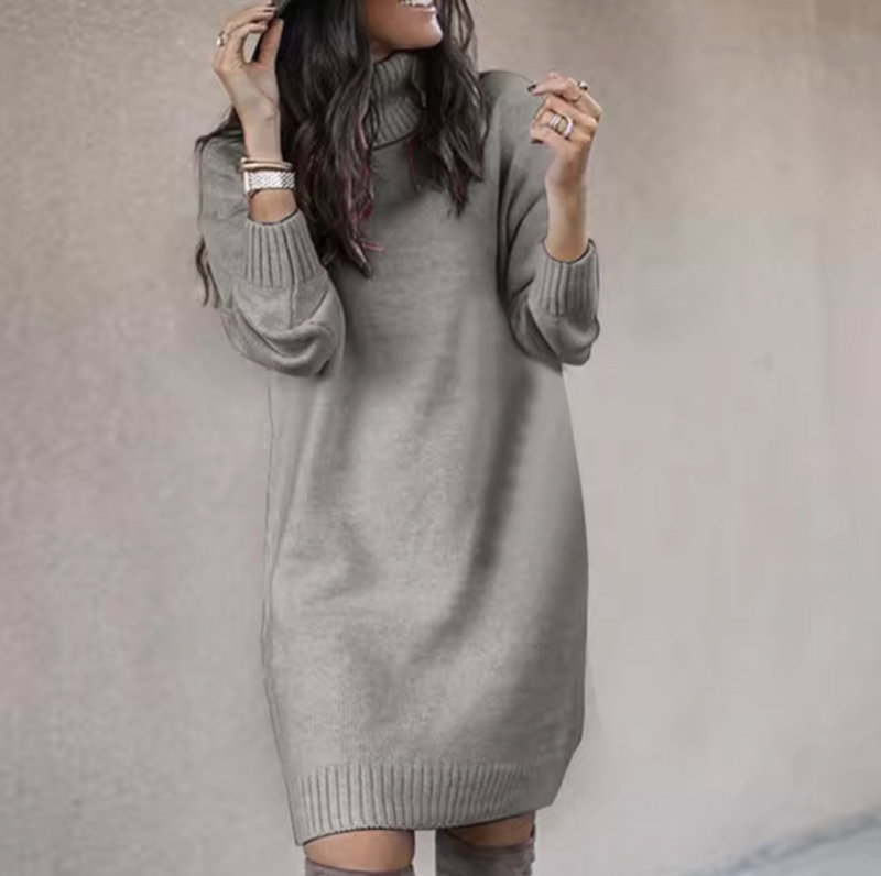 Pulloverkleid Mit Hohem Kragen Für Damen | Herbst