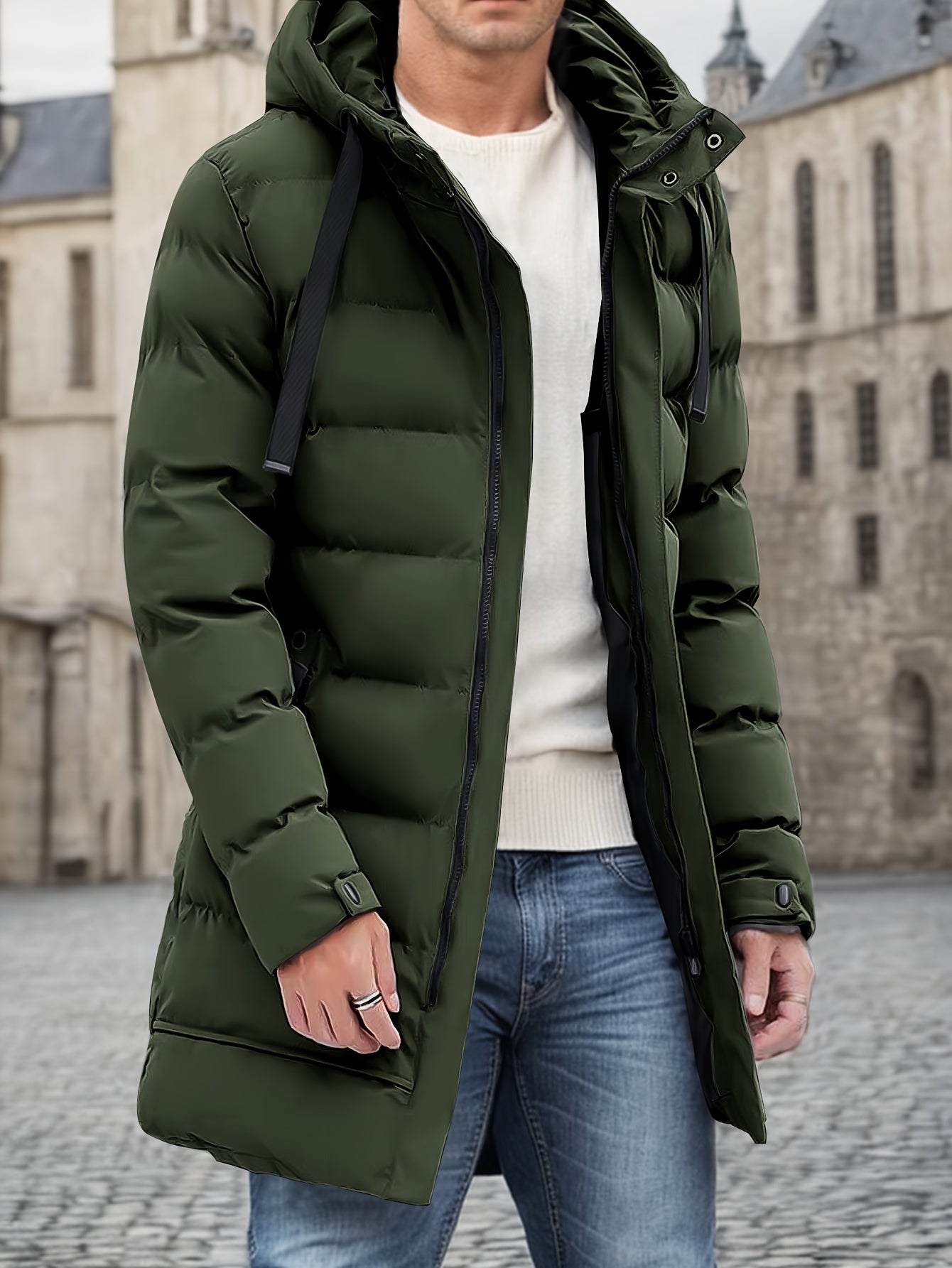Herren Lange Jacke | Mit Kapuze