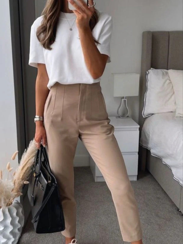 Elegante Spitz Zulaufende Hose Für Frauen | Hoch Tailliert
