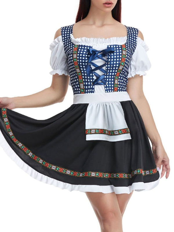 Klassisches Kariertes Oktoberfest-Dirndlkleid Für Damen