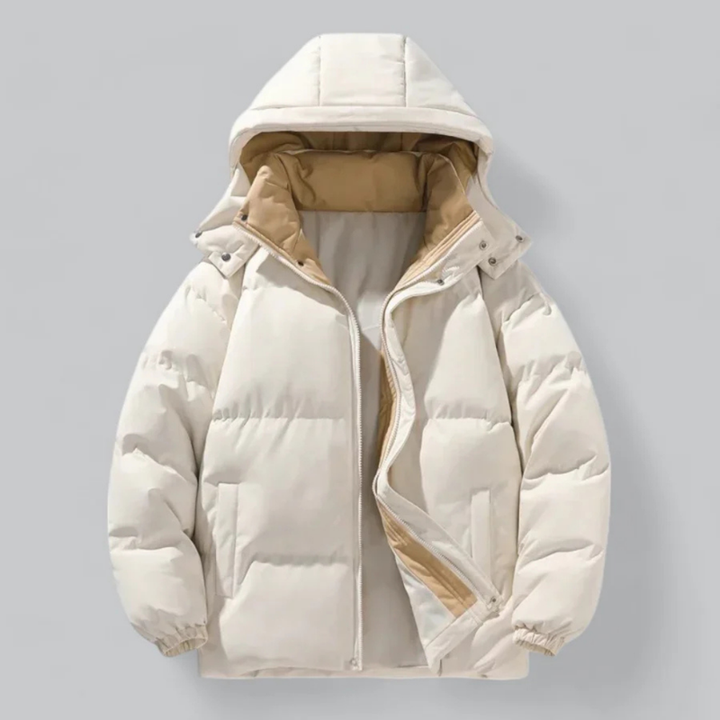 Herren Pufferjacke Mit Kapuze Und Langen Ärmeln | Winter