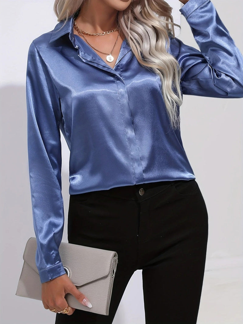 Elegantes Glänzendes Hemd Für Frauen | Langarm