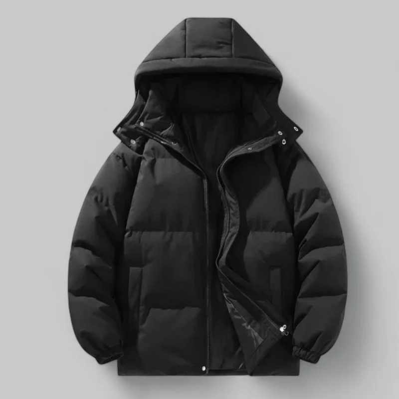 Herren Pufferjacke Mit Kapuze Und Langen Ärmeln | Winter