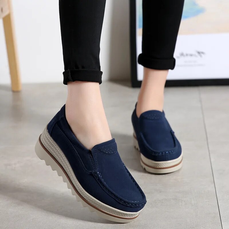 Lynn – Damen Plateau Loafer aus Wildleder