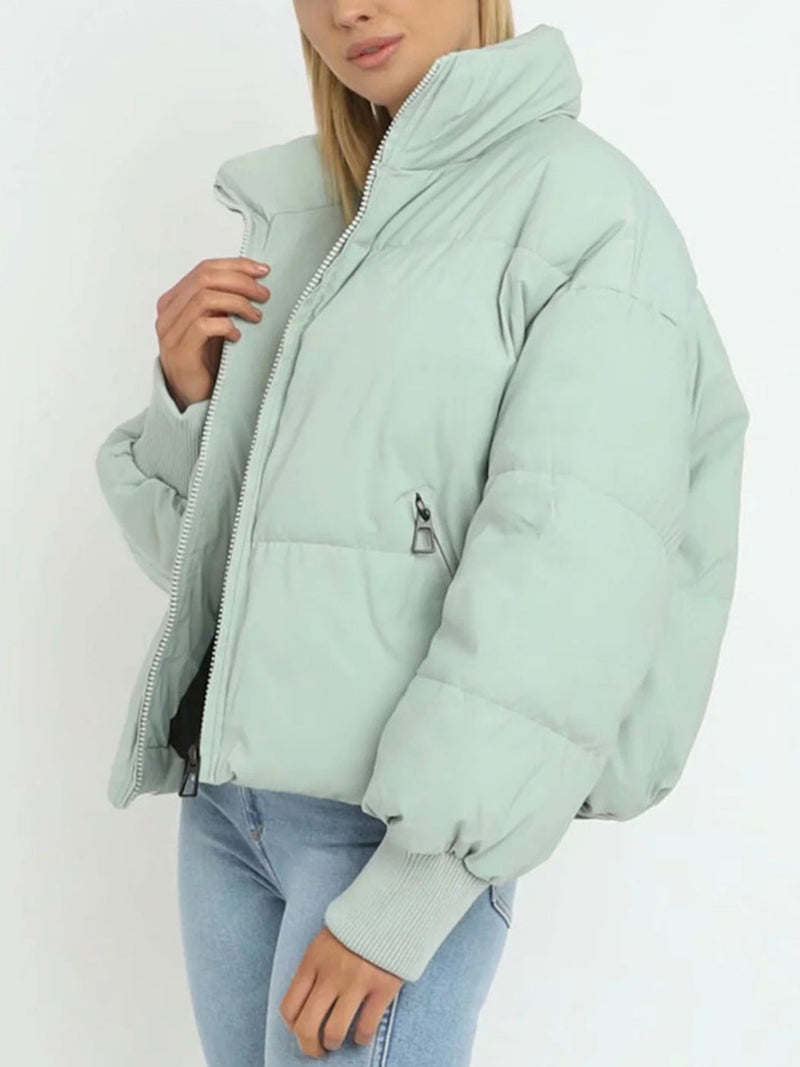 Damen Kurze Pufferjacke Mit Reißverschluss | Reißverschluss