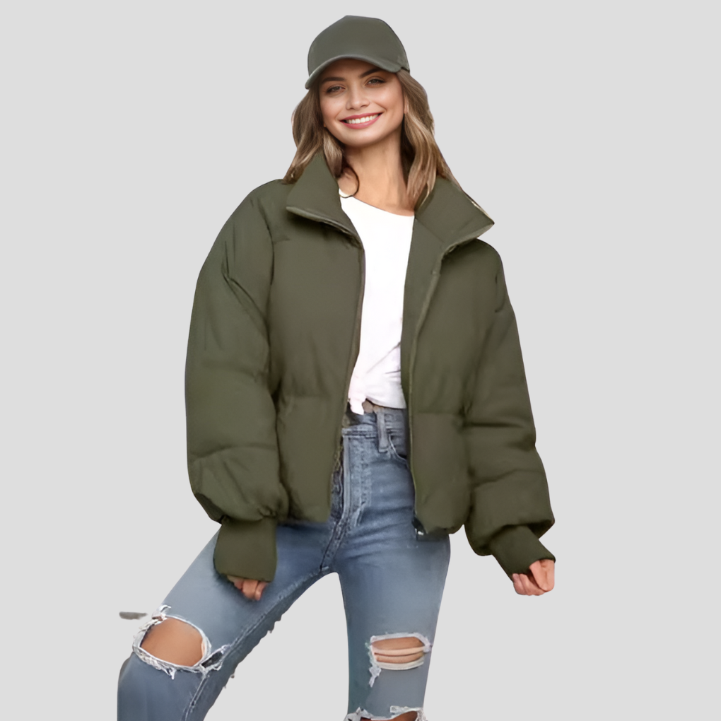 Damen Puffer Winterjacke Mit Hohem Kragen | Gesteppt