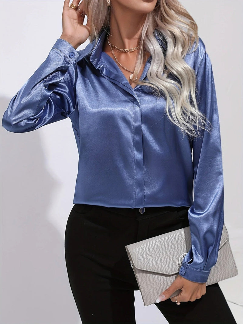Elegantes Glänzendes Hemd Für Frauen | Langarm