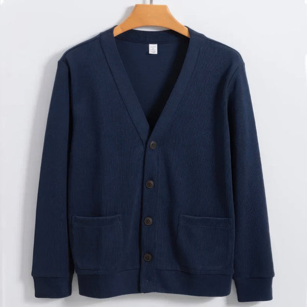 Herren Winter-Cardigan Mit Knopfleiste Und V-Ausschnitt | Mit Tasche