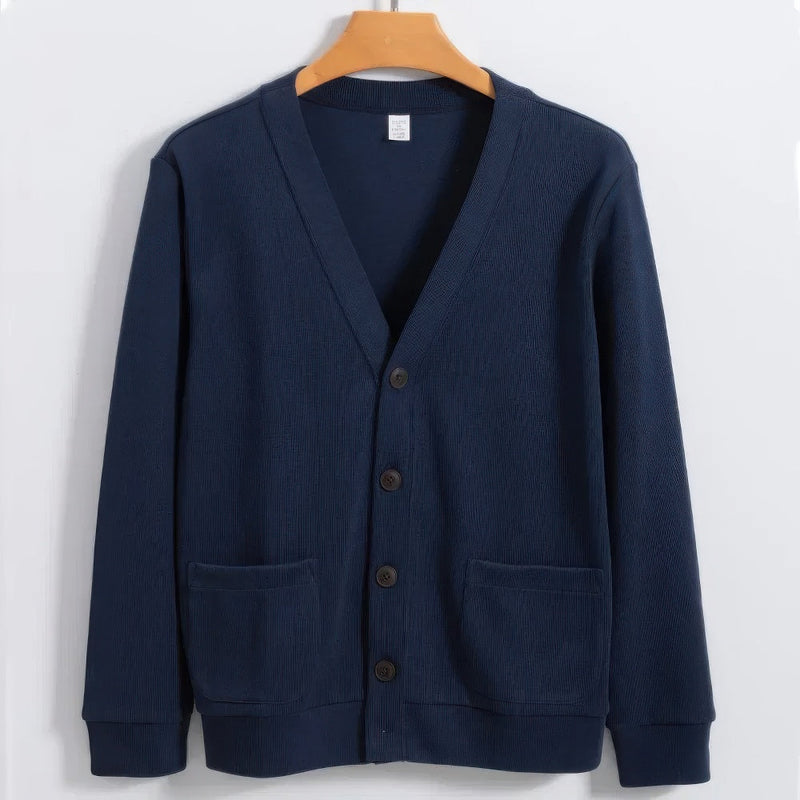 Herren Winter-Cardigan Mit Knopfleiste Und V-Ausschnitt | Mit Tasche