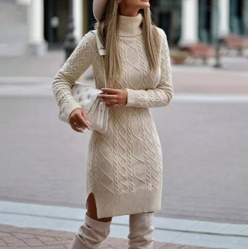 Edith - Strickkleid mit Zopfmuster