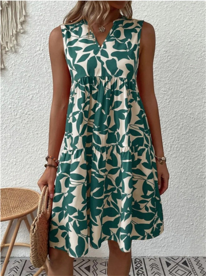 Sommerkleid Mit Blattmuster Für Frauen | Mini