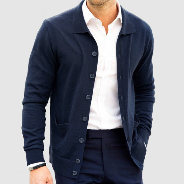 Herren Winter Strickjacke Mit Kragen | Mit Tasche