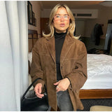 Vintage-Lederblazer Für Damen | Mit Kerbrevers