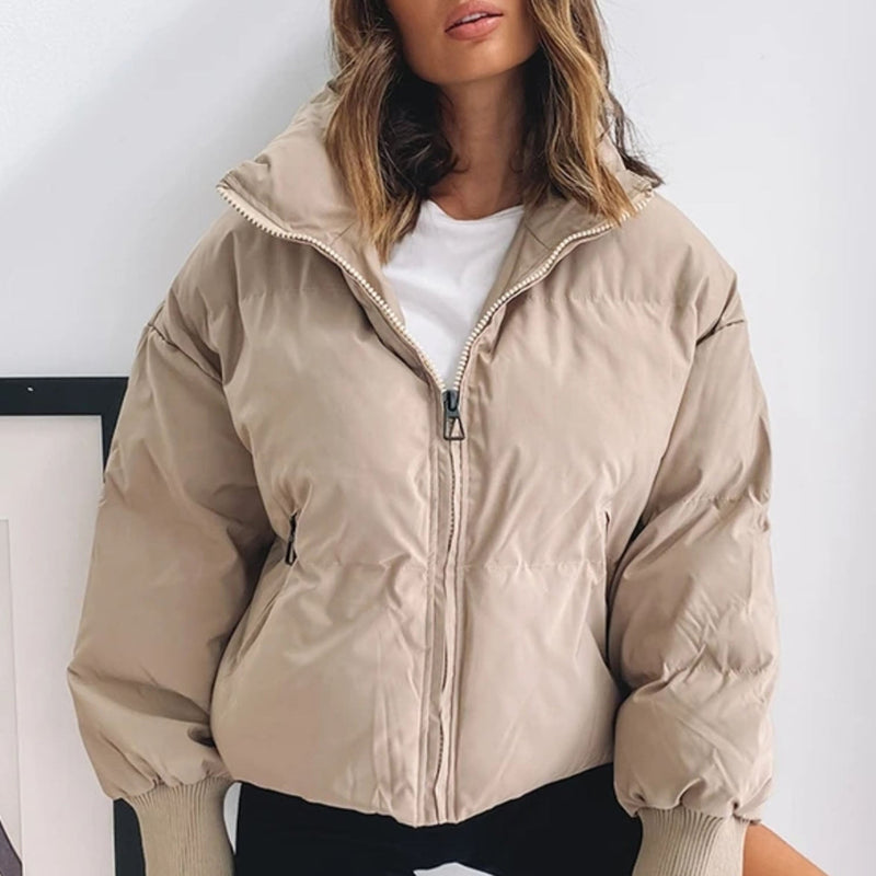 Damen Kurze Pufferjacke Mit Reißverschluss | Reißverschluss