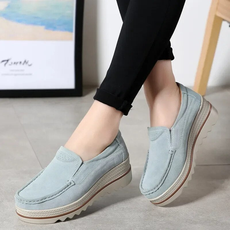 Lynn – Damen Plateau Loafer aus Wildleder