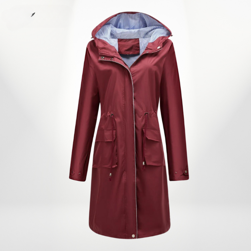 Regenjacke Mit Kapuze Für Damen | Gestreiftes Futter
