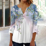 Blumenbluse Mit V-ausschnitt Für Frauen | Elegant