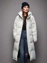 Lange Pufferjacke Mit Kapuze Für Damen | Winter